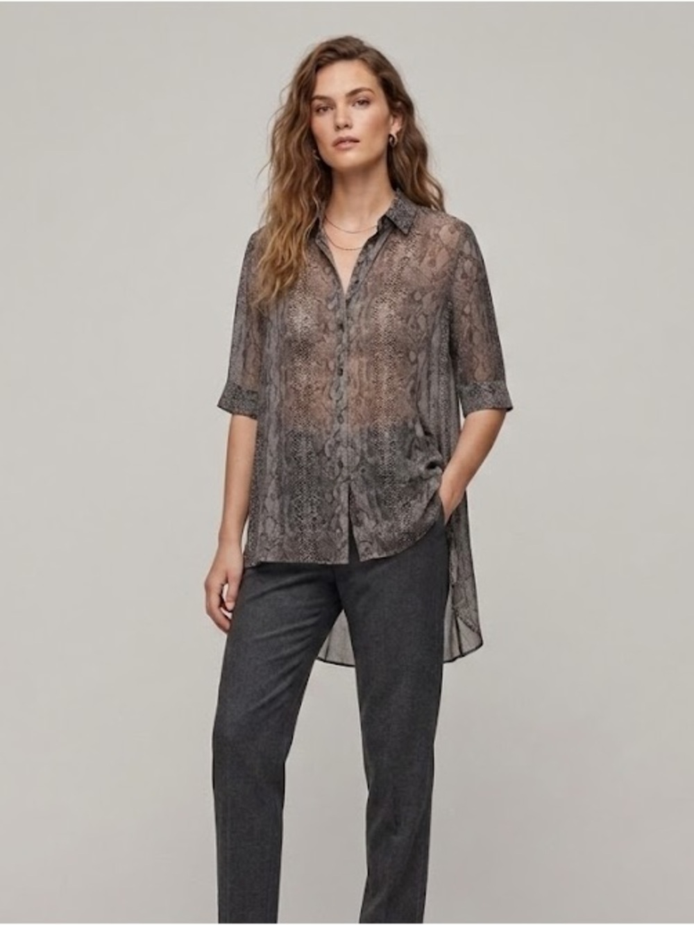Wilfred 100% Silk Snakeskin Print Blouse | Size Small
